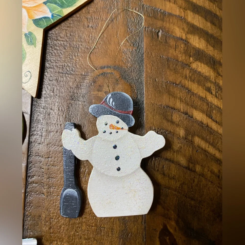 Festive Holiday Ornament Lot of 4 Snowman Candy Star